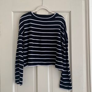 Maria Stanley Long Sleeve Tee in Black and White Stripe - Size Small